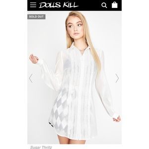 Sheer Ruffle Button Down Shirt